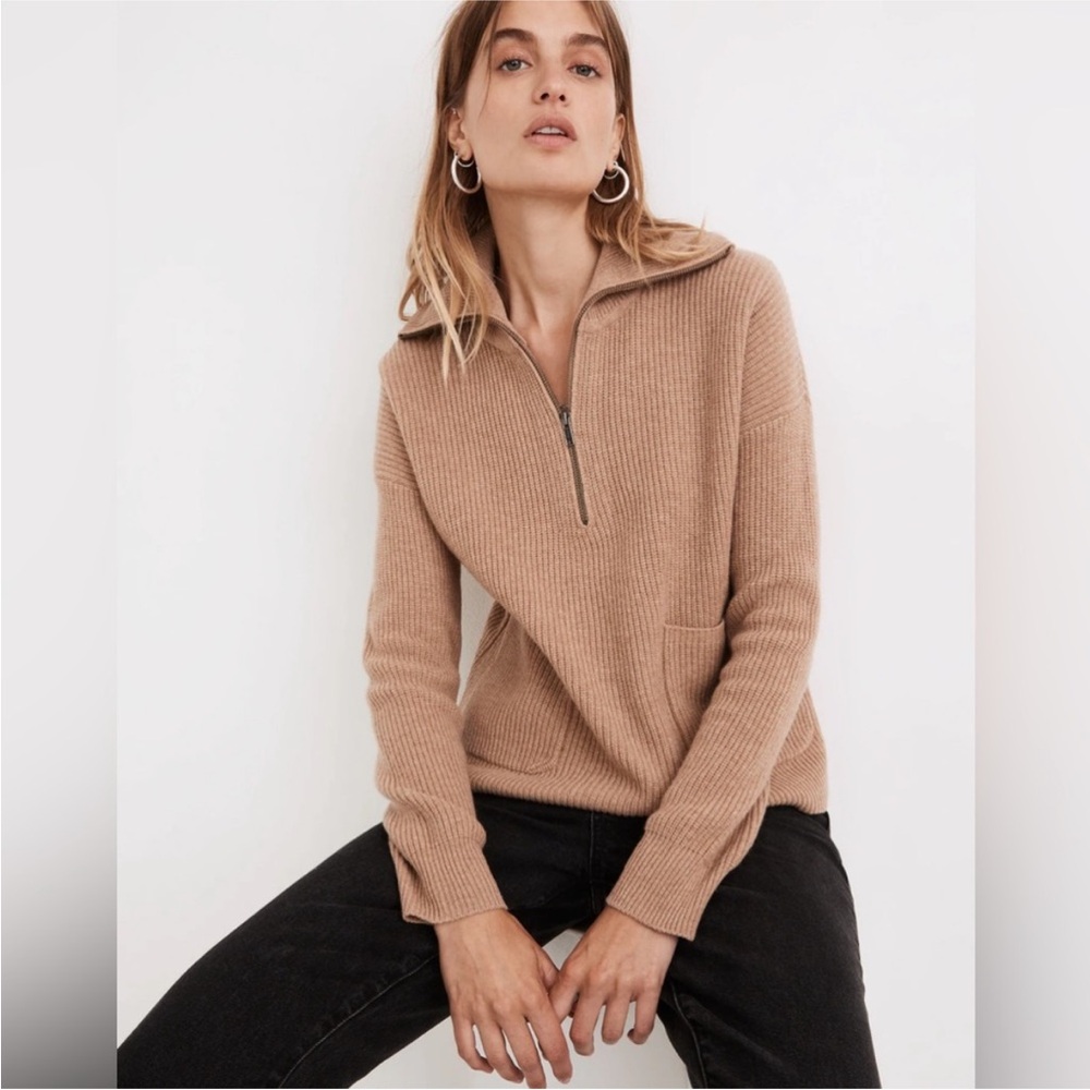 Madewell Half Zip Sweater Women Size
XXS Camel Patch Pockets